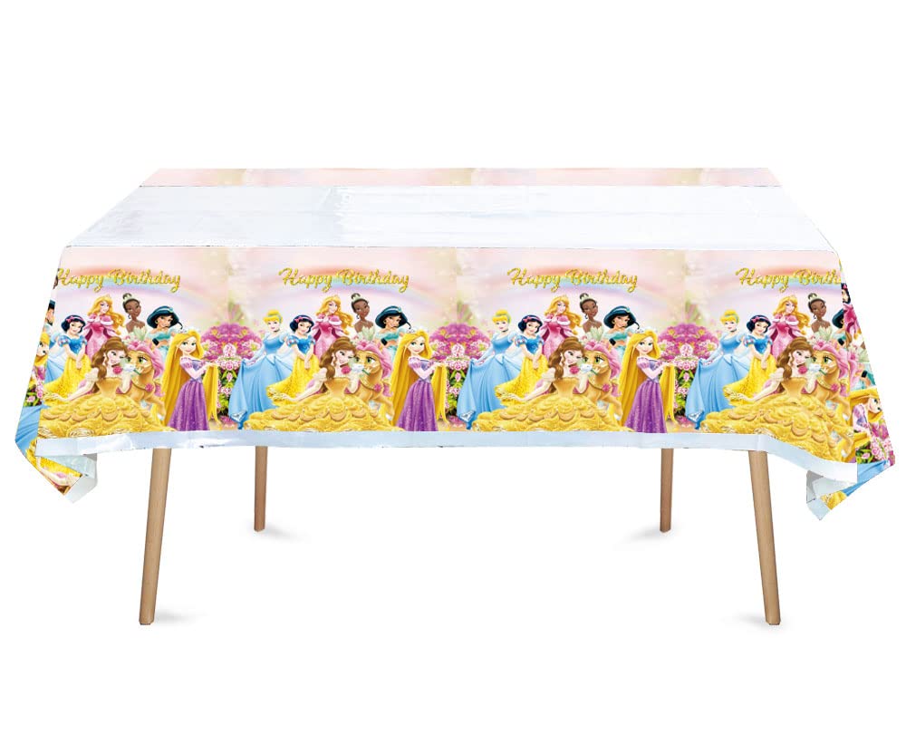 HACBYUTY 2pcs Princess Birthday Tablecloth – 70 x 42 in Disposable Table Cover