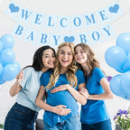 Hahafelt Blue Gingham Welcome Baby Boy Banner – Pre-Strung Baby Shower Decor