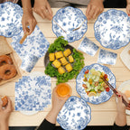 HAKOTI Blue Floral Plates & Napkins Set – Vintage Blue Toile Dinnerware for Weddings