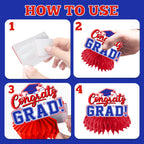 HAKOTI 12Pcs Red & Blue Graduation Honeycomb Centerpieces | Class of 2026 Table Decorations