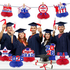 HAKOTI 12Pcs Red & Blue Graduation Honeycomb Centerpieces | Class of 2026 Table Decorations