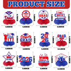 HAKOTI 12Pcs Red & Blue Graduation Honeycomb Centerpieces | Class of 2026 Table Decorations