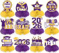 HAKOTI 12Pcs Purple & Yellow Graduation Centerpieces – Class of 2026 Table Decorations