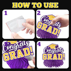 HAKOTI 12Pcs Purple & Yellow Graduation Centerpieces – Class of 2026 Table Decorations