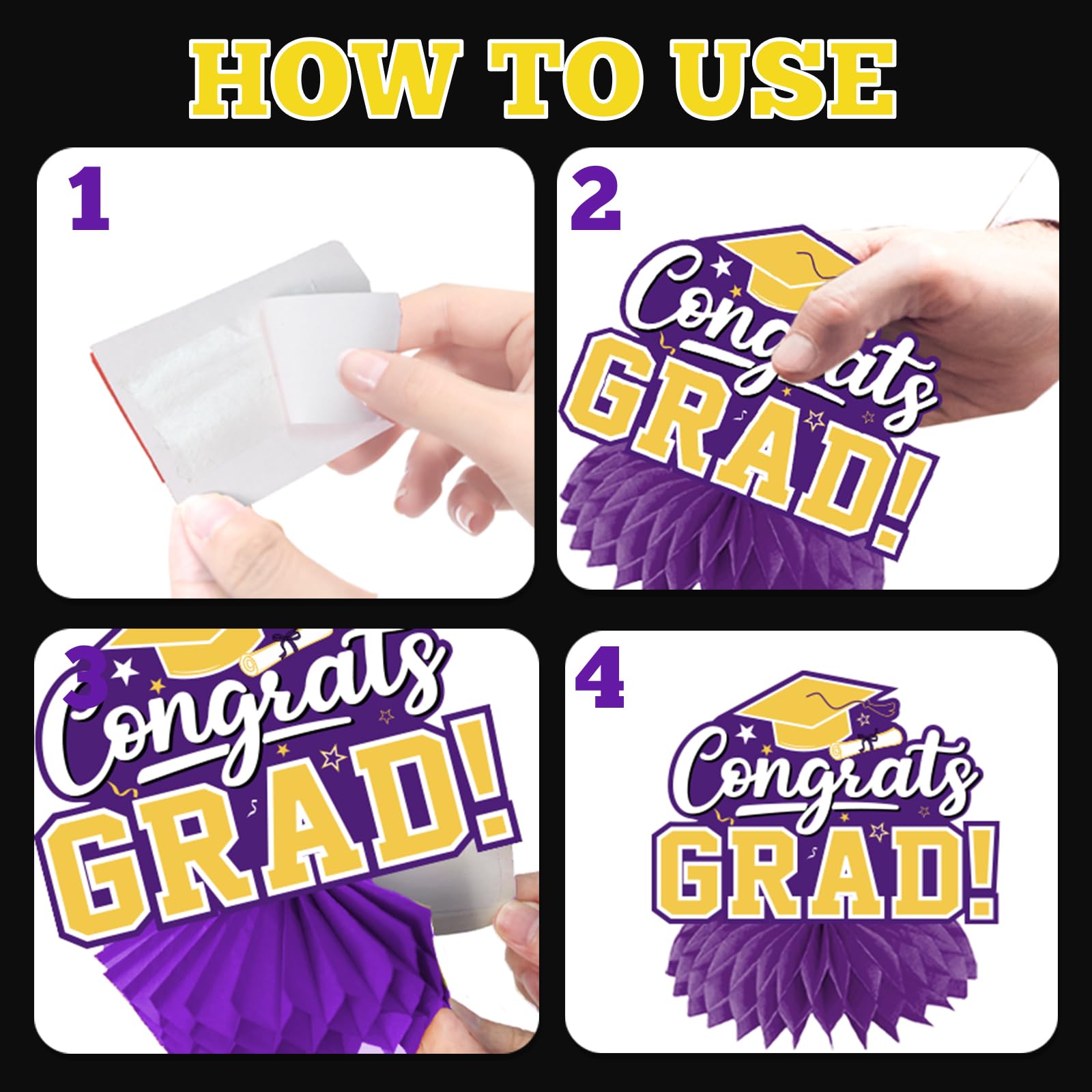 HAKOTI 12Pcs Purple & Yellow Graduation Centerpieces – Class of 2026 Table Decorations