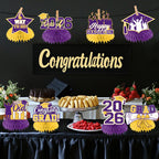 HAKOTI 12Pcs Purple & Yellow Graduation Centerpieces – Class of 2026 Table Decorations