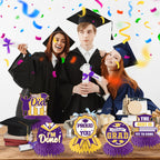 HAKOTI 12Pcs Purple & Yellow Graduation Centerpieces – Class of 2026 Table Decorations