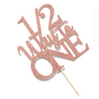 1/2 Way to One Cake Topper – Rose Gold Glitter for Half Birthday