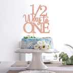 1/2 Way to One Cake Topper – Rose Gold Glitter for Half Birthday