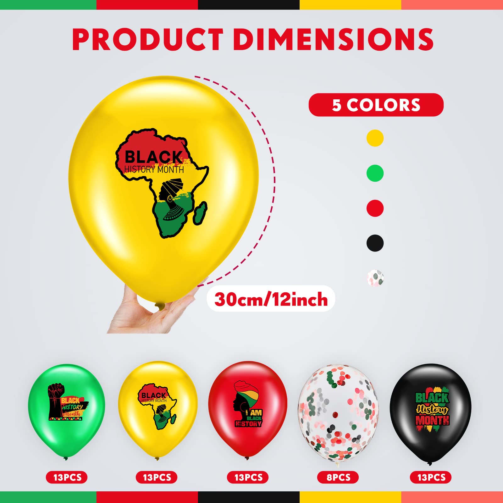 Hanaive 60 Pcs Black History Month Balloons – Latex Party Decorations