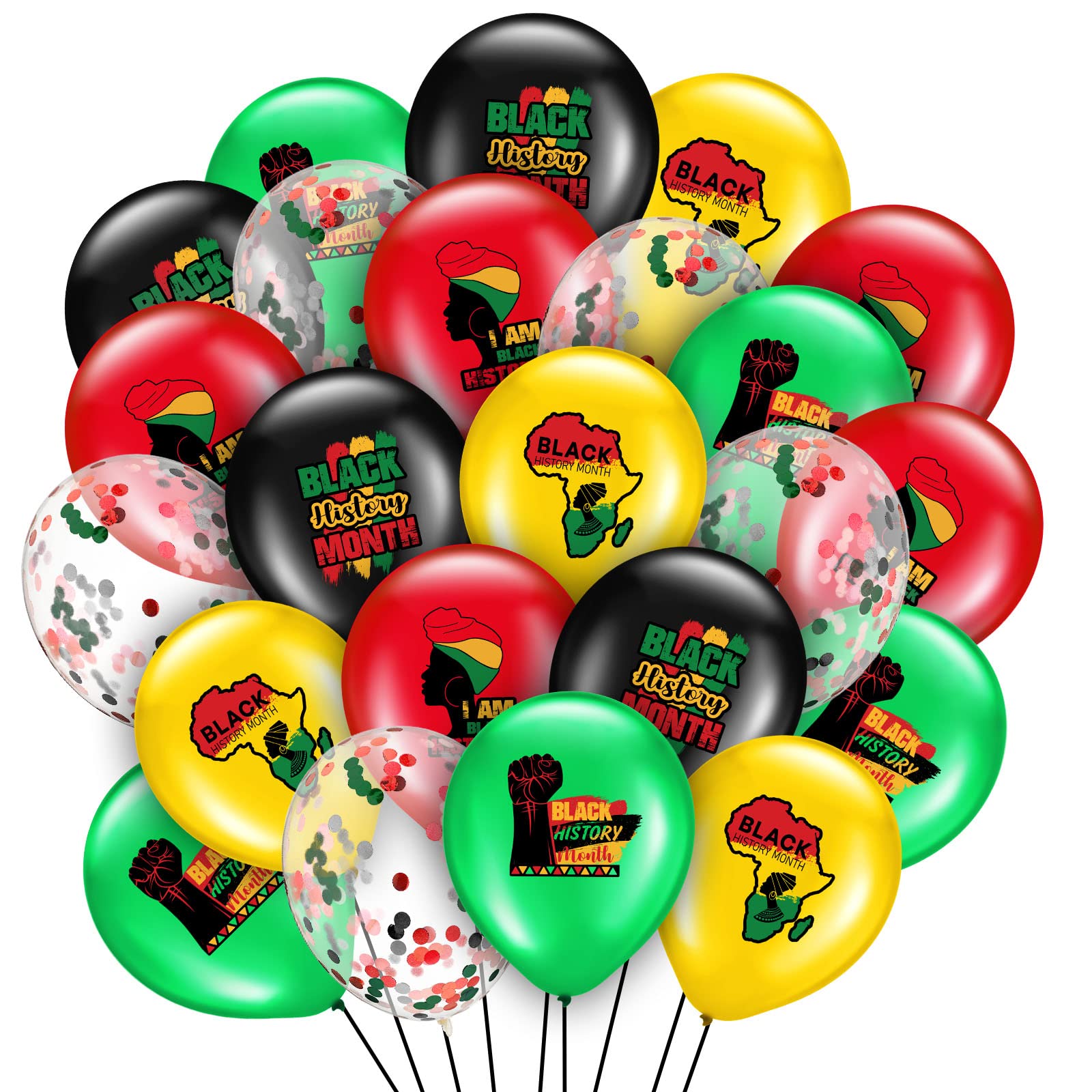 Hanaive 60 Pcs Black History Month Balloons – Latex Party Decorations