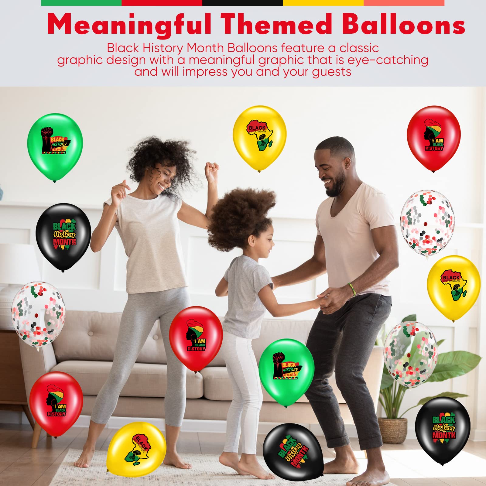Hanaive 60 Pcs Black History Month Balloons – Latex Party Decorations