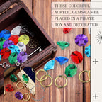 Hanaive 28-Piece Acrylic Diamond Gems & Gold Ring Set – Pirate Treasure Party Decor & Cake Toppers (2 Gift Bags)