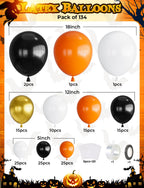 Haolongfa Halloween Balloon Garland Arch Kit – 134 Latex Balloons in Orange, Black, White & Gold