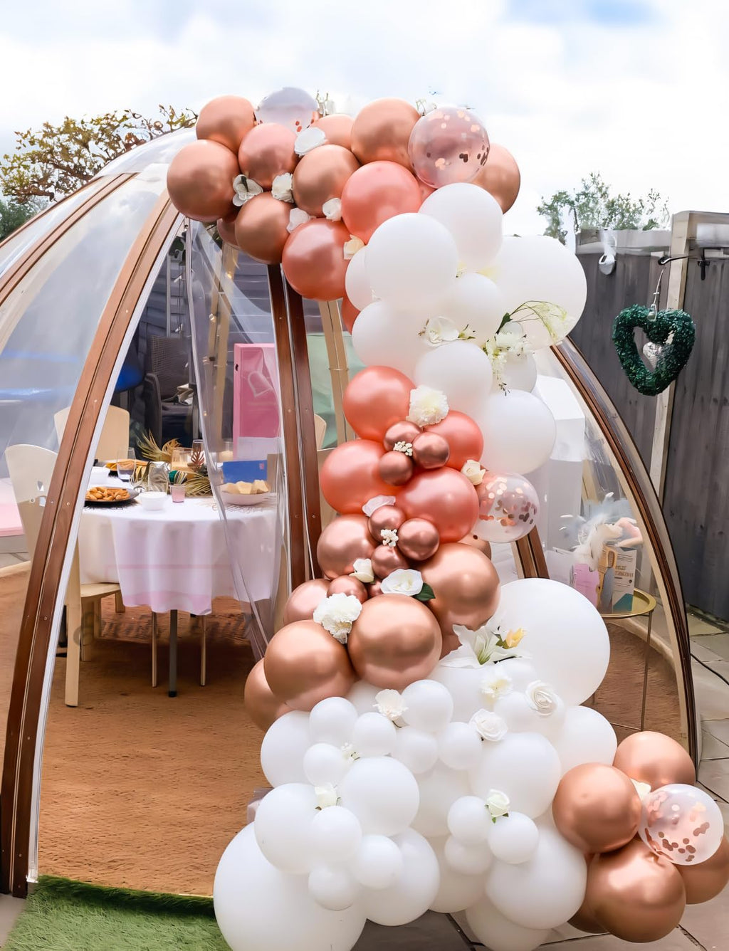 Haolongfa Rose Gold Balloon Arch Kit – 134-Piece Multi-Size Balloons for Weddings & Parties