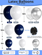Haolongfa Navy Blue & Silver Balloons Garland Arch Kit – 134 Pcs (18/12/10/5 in)
