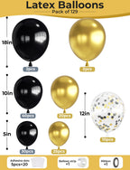 Haolongfa Black & Gold Balloons Arch Kit – 129 Pcs (18/12/10/5in)