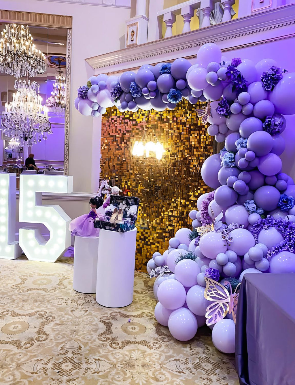 Haolongfa 132-Piece Purple Balloons Garland Arch Kit – Metallic, Lavender & Confetti Balloons for Weddings, Mother's Day, Parties