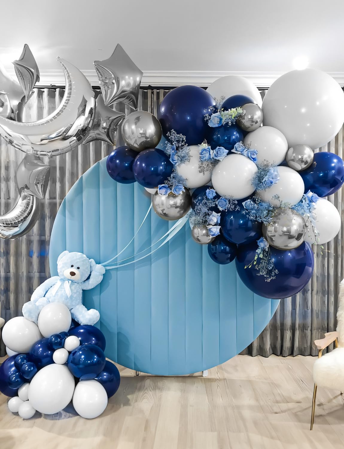 Haolongfa Navy Blue & Silver Balloons Garland Arch Kit – 134 Pcs (18/12/10/5 in)