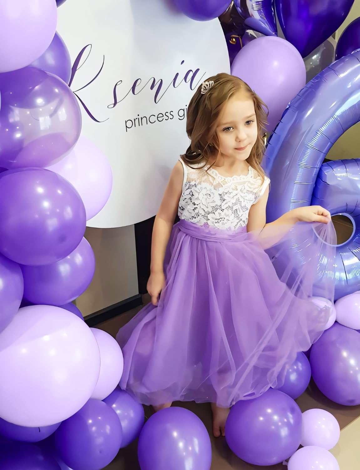 Haolongfa 132-Piece Purple Balloons Garland Arch Kit – Metallic, Lavender & Confetti Balloons for Weddings, Mother's Day, Parties