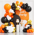 Haolongfa Halloween Balloon Garland Arch Kit – 134 Latex Balloons in Orange, Black, White & Gold