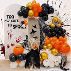 Haolongfa Halloween Balloon Garland Arch Kit – 134 Latex Balloons in Orange, Black, White & Gold
