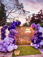 Haolongfa 132-Piece Purple Balloons Garland Arch Kit – Metallic, Lavender & Confetti Balloons for Weddings, Mother's Day, Parties
