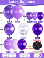 Haolongfa 132-Piece Purple Balloons Garland Arch Kit – Metallic, Lavender & Confetti Balloons for Weddings, Mother's Day, Parties