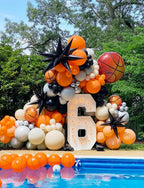 Haolongfa Halloween Balloon Garland Arch Kit – 134 Latex Balloons in Orange, Black, White & Gold