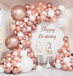 Haolongfa Rose Gold Balloon Arch Kit – 134-Piece Multi-Size Balloons for Weddings & Parties