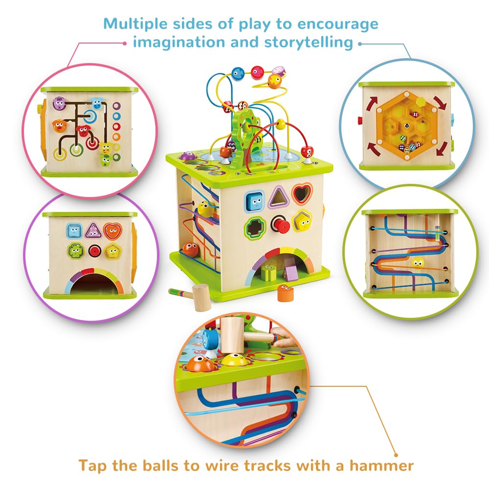 Hape Country Critters Play Cube | Wooden Learning Toy for Toddlers – 5-Sided Activity Centre