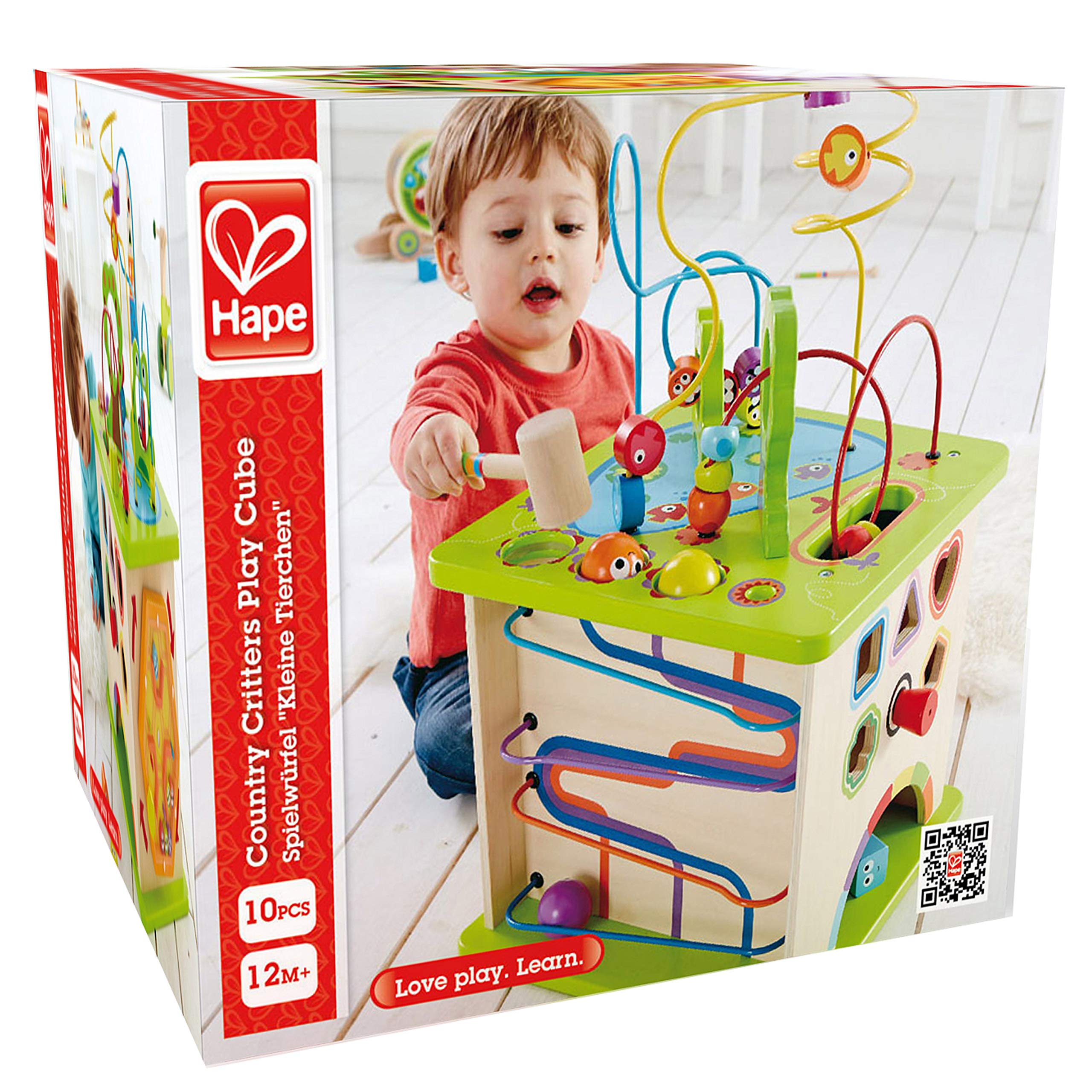 Hape Country Critters Play Cube | Wooden Learning Toy for Toddlers – 5-Sided Activity Centre