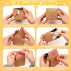 HAPGFS 10 Pcs Mini Bears Plush — Soft Brown & Apricot Curly Teddy Bears with Paper Houses | Party Favors & Gift Toys