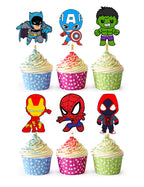 Happy Choices 24x Hero Super Kids Cupcake Toppers – Strong Birthday Decor for Kids
