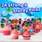 Happy Choices 24x Hero Super Kids Cupcake Toppers – Strong Birthday Decor for Kids