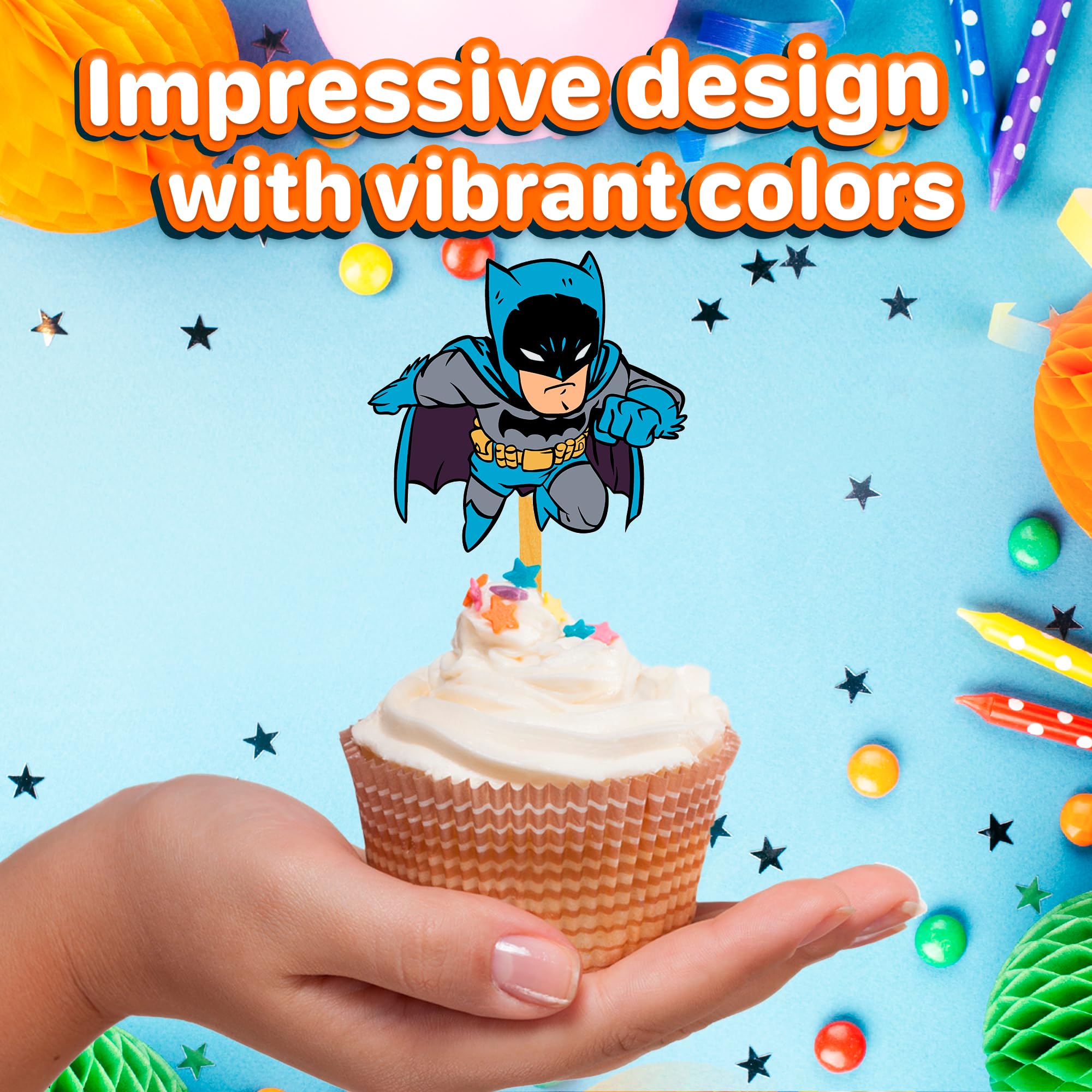 Happy Choices 24x Hero Super Kids Cupcake Toppers – Strong Birthday Decor for Kids