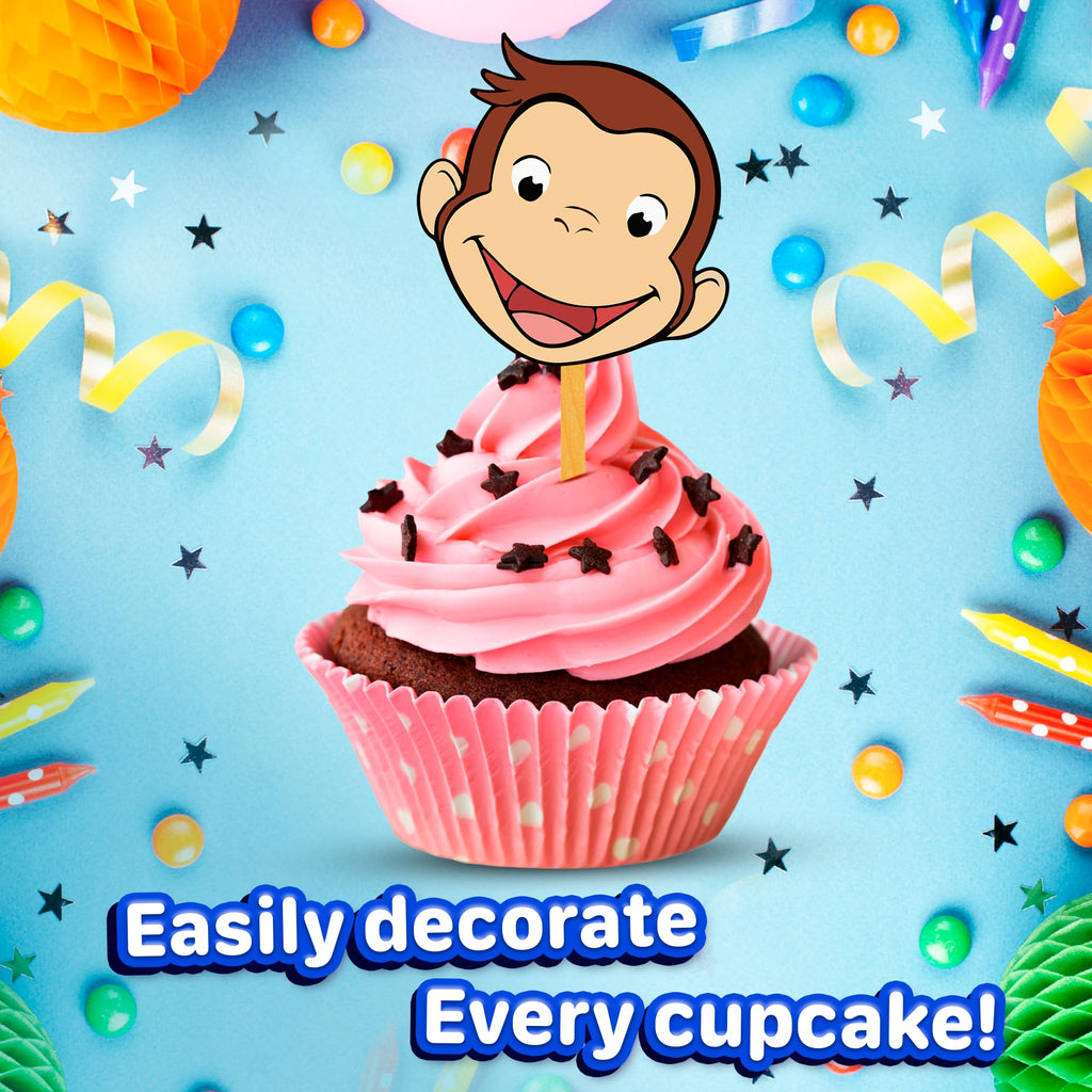 HAPPY CHOICES 24x Curious Monkey Cupcake Toppers – Fun Birthday Cupcake Decor for Kids
