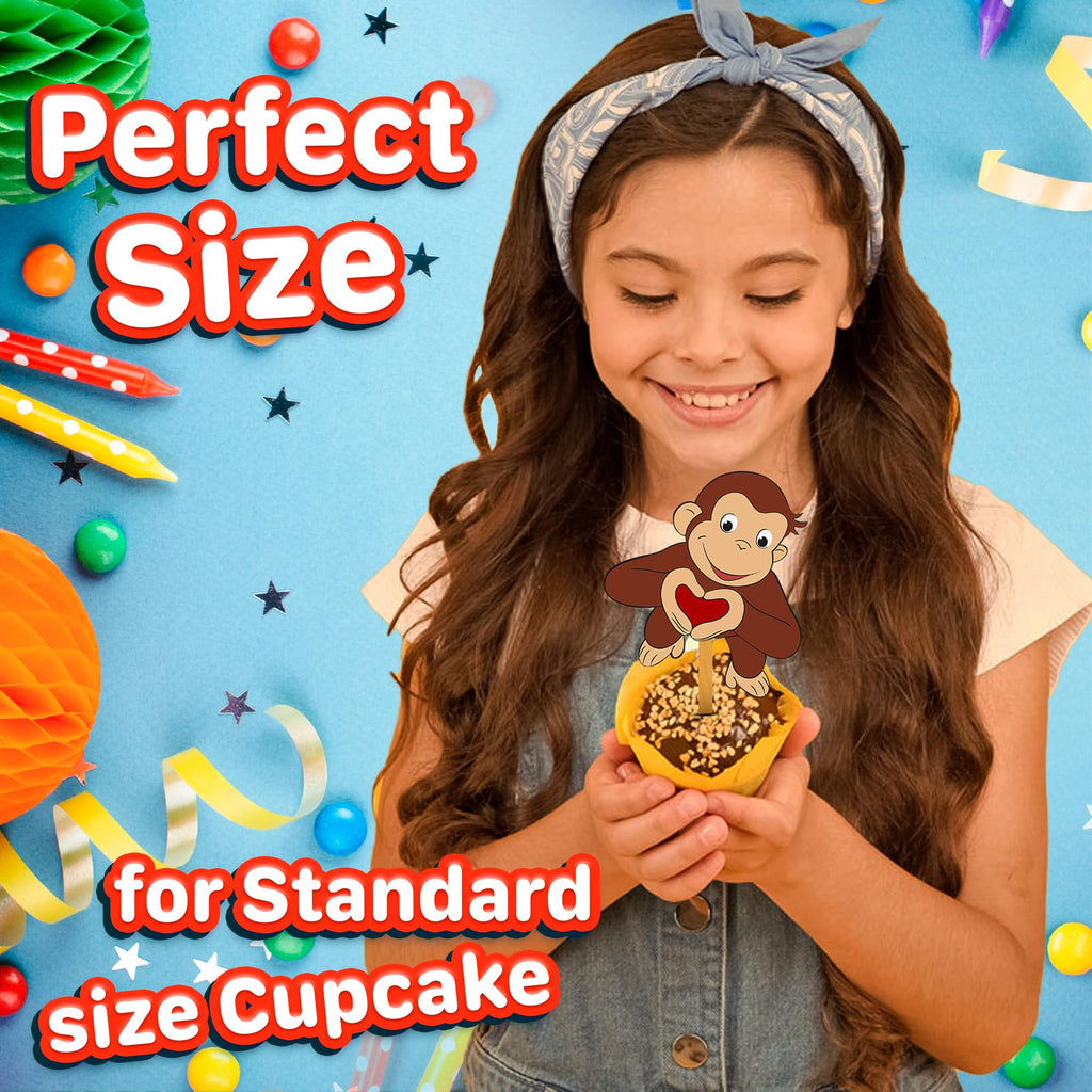 HAPPY CHOICES 24x Curious Monkey Cupcake Toppers – Fun Birthday Cupcake Decor for Kids