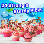 HAPPY CHOICES 24x Curious Monkey Cupcake Toppers – Fun Birthday Cupcake Decor for Kids