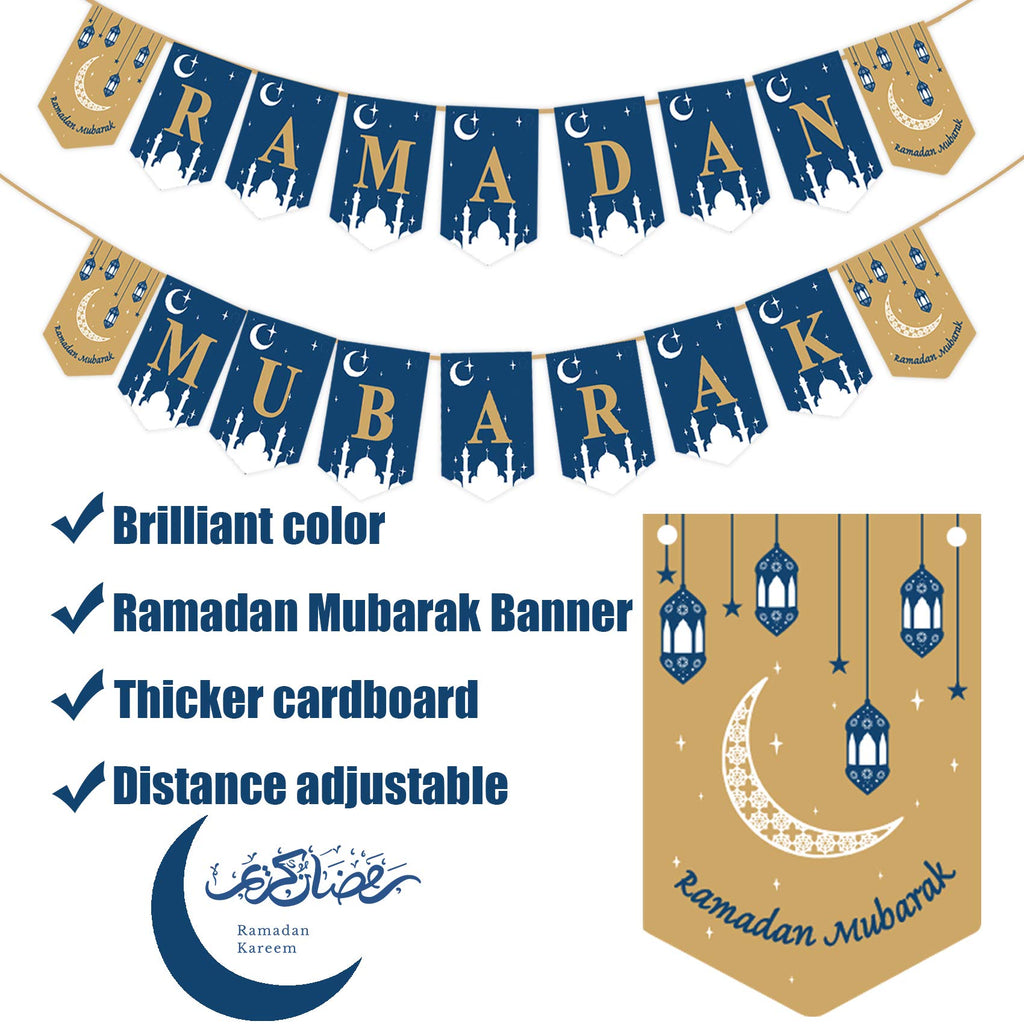 Happy Storm Ramadan Mubarak Banner for Home – Eid Kareem Decorations & Ramadan Party Supplies