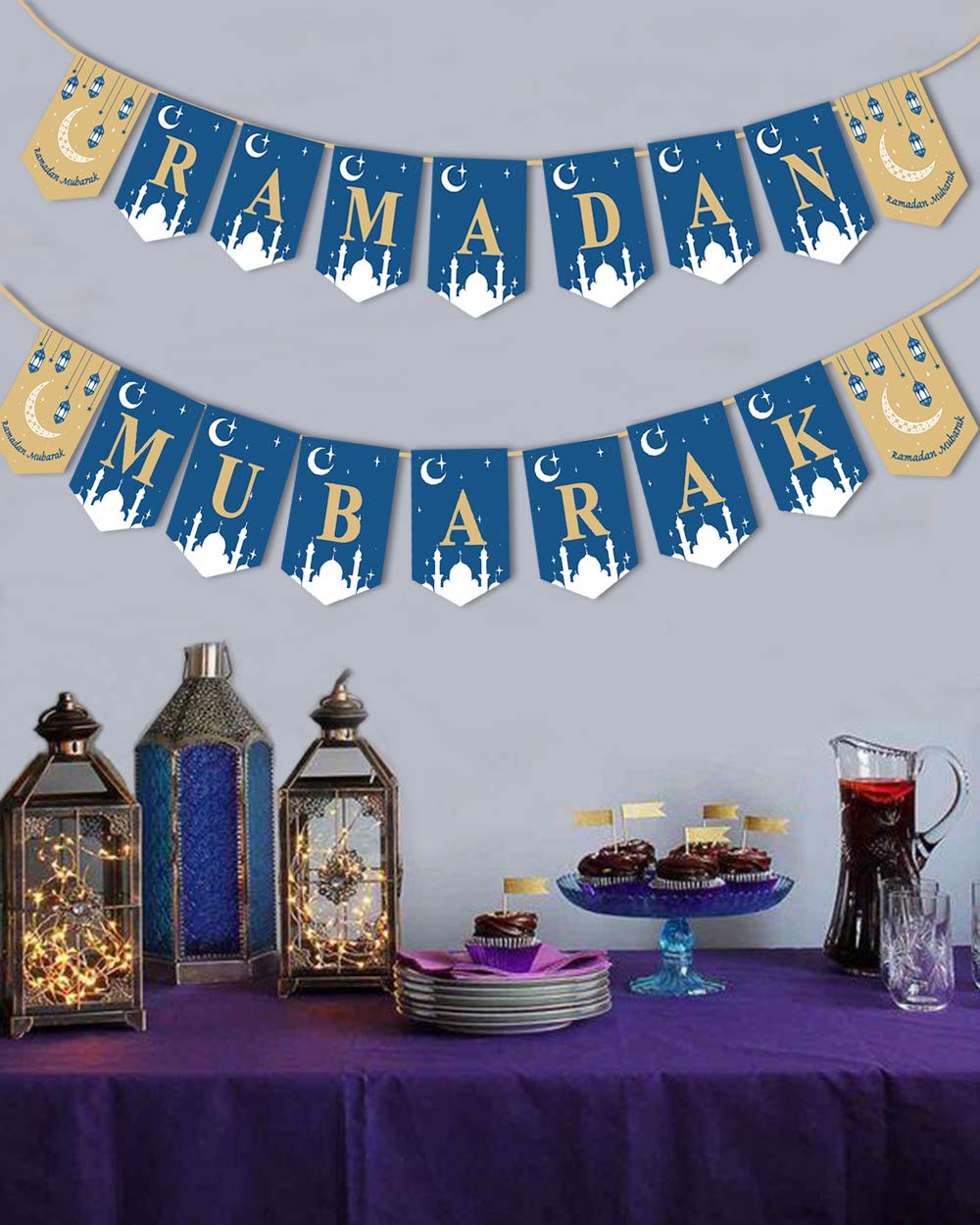 Happy Storm Ramadan Mubarak Banner for Home – Eid Kareem Decorations & Ramadan Party Supplies