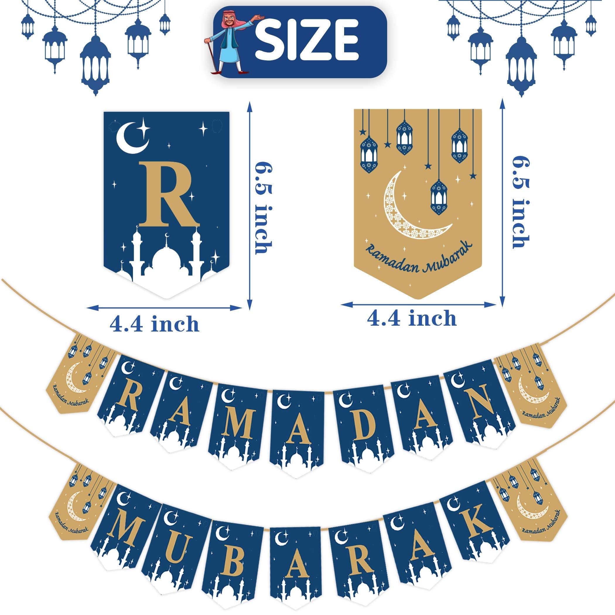 Happy Storm Ramadan Mubarak Banner for Home – Eid Kareem Decorations & Ramadan Party Supplies