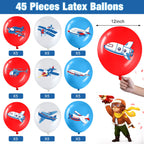 Harrycle 45Pcs Airplane Balloons Bulk – Time Flies Party Decor (Red, White & Blue)