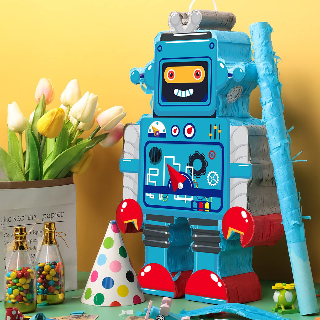 Harrycle Robot Piñata Set – Red-Blue Stick & Tassel Blindfold, 16.1 x 10.2 x 3.2 in