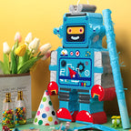 Harrycle Robot Piñata Set – Red-Blue Stick & Tassel Blindfold, 16.1 x 10.2 x 3.2 in