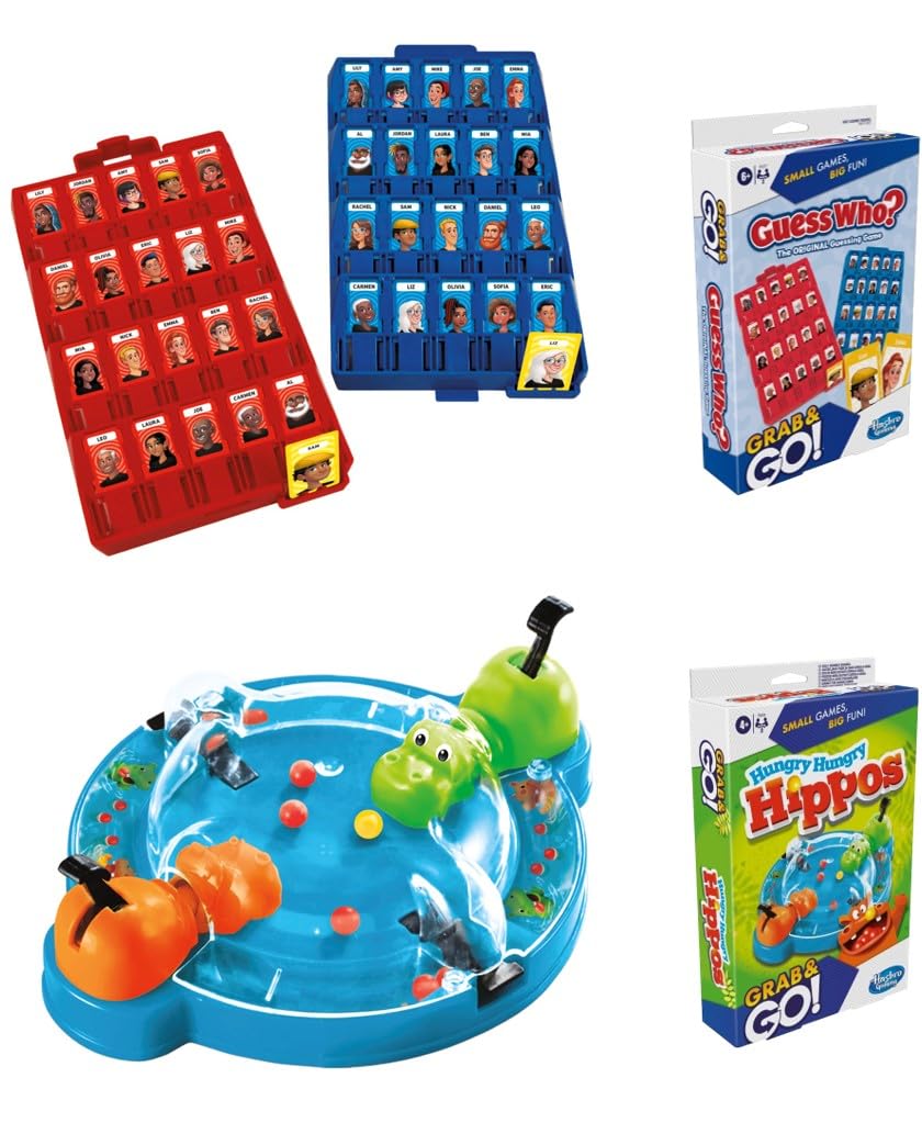 Hasbro Gaming Grab and Go Travel Games Set of 5 – Sorry!, Hungry Hungry Hippos, Monopoly, Guess Who?, Candy Land