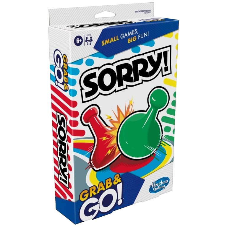 Hasbro Gaming Grab and Go Travel Games Set of 5 – Sorry!, Hungry Hungry Hippos, Monopoly, Guess Who?, Candy Land