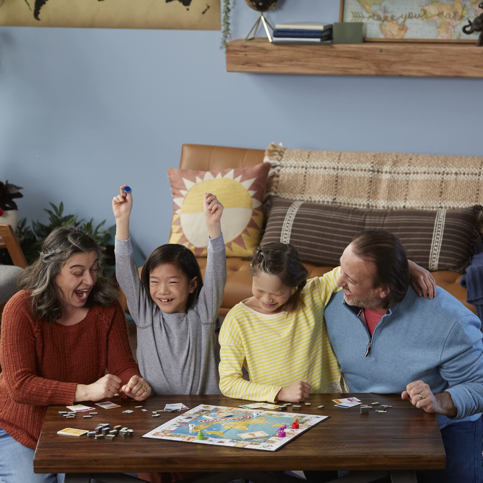 Hasbro Gaming Monopoly World Tour Board Game – Travel Edition with Dry-Erase Board & Stampers