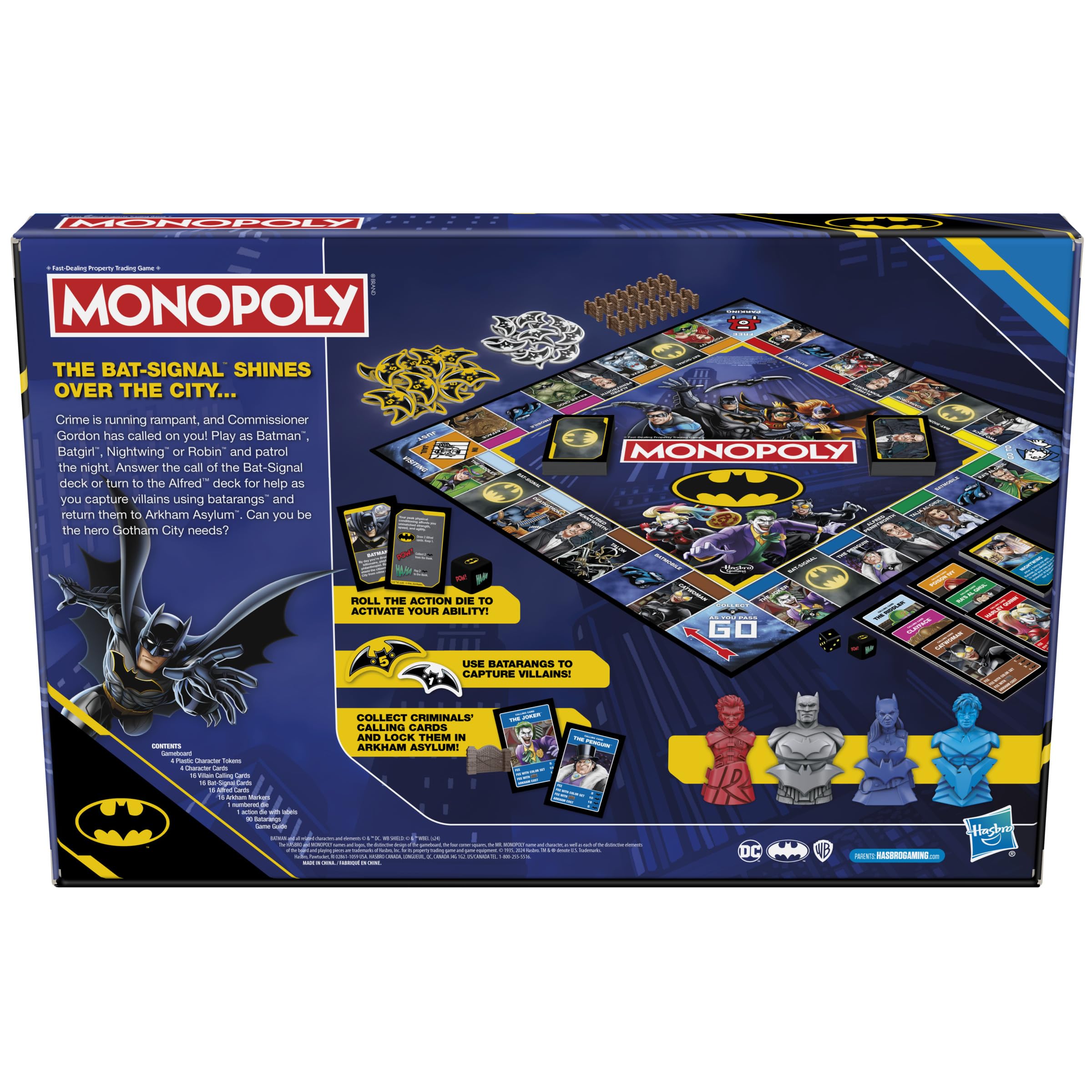 Hasbro Monopoly Batman Edition Board Game – Gotham City Strategy for 2–4 Players (Ages 8+)