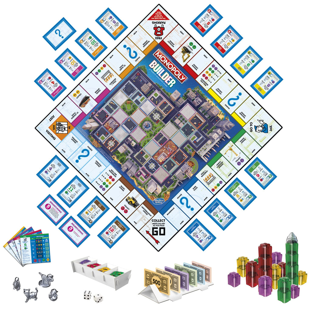 Monopoly Builder Board Game — Hasbro Gaming | Strategy & Building for 2-4 Players (Ages 8+)